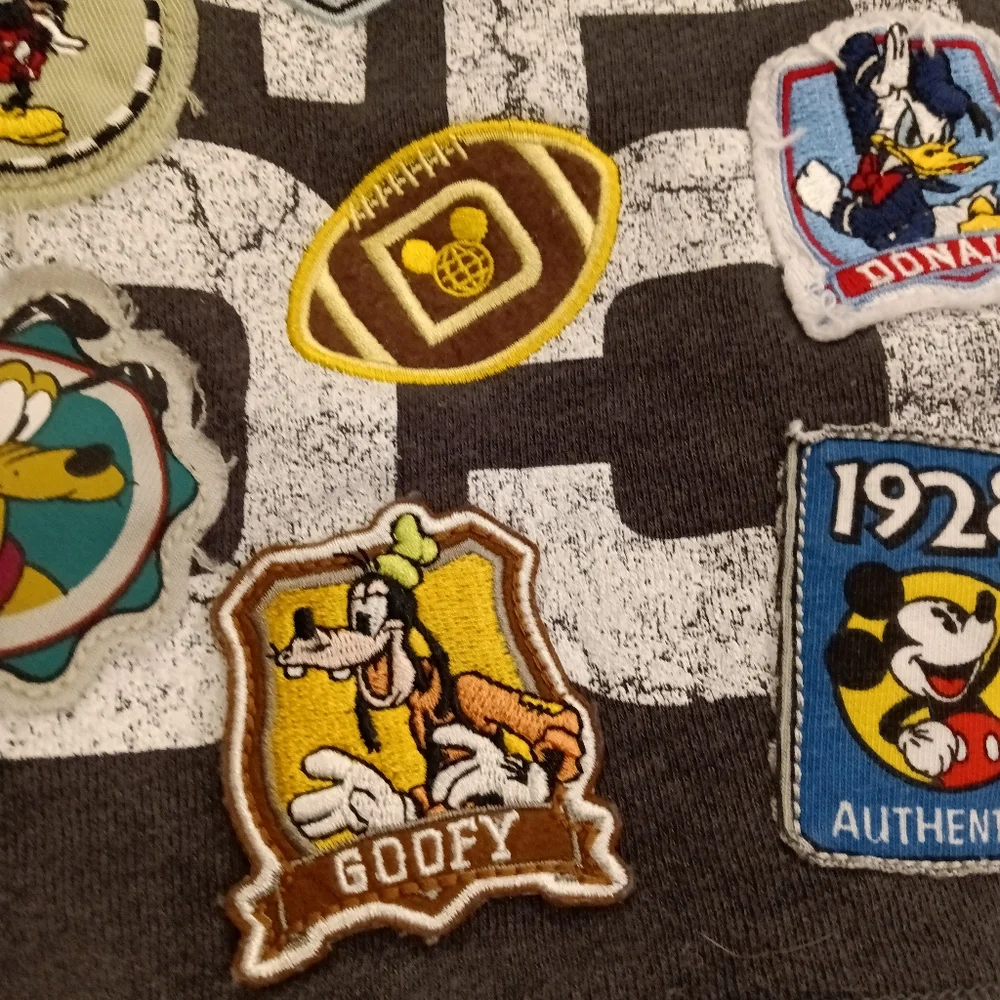 Kids Disney Parks Disneyland Zip Hoodie Fleece Jacket Retro Patches Size 12 mo